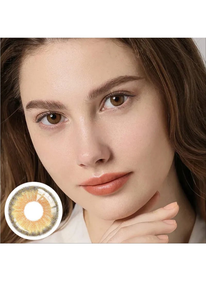 Unibling Trinity Brown Yearly Colored Contact Lenses, Unisex Cosmetic Contact Lenses, Enlargement Collection, Light Brown, With Case - Image 4