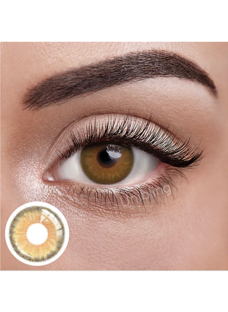 Unibling Trinity Brown Yearly Colored Contact Lenses, Unisex Cosmetic Contact Lenses, Enlargement Collection, Light Brown, With Case - Image 2