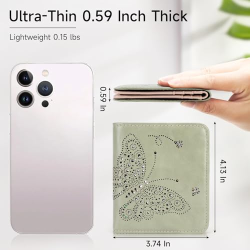 KITEVIUN Small RFID Wallet Women Ultra Thin Slim Womens Wallet Mini Compact Bifold Pocket Ladies Wallets for Women GREEN - Image 2
