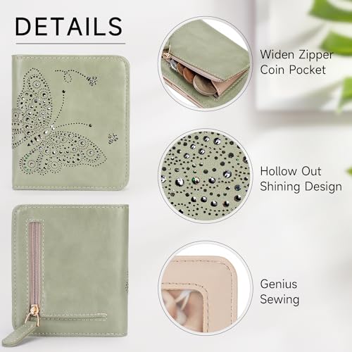 KITEVIUN Small RFID Wallet Women Ultra Thin Slim Womens Wallet Mini Compact Bifold Pocket Ladies Wallets for Women GREEN - Image 4