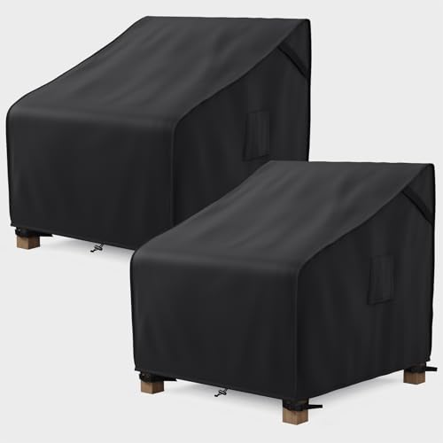 MR. COVER Outdoor Chair Covers Waterproof, Patio Furniture Covers for Rocking Chair, Heavy Duty Anti UV Chair Cover, Fits up to 35W x 37D x 36H Inches, Air Vent and Handles Included, Black, 2 Pack - Image 1