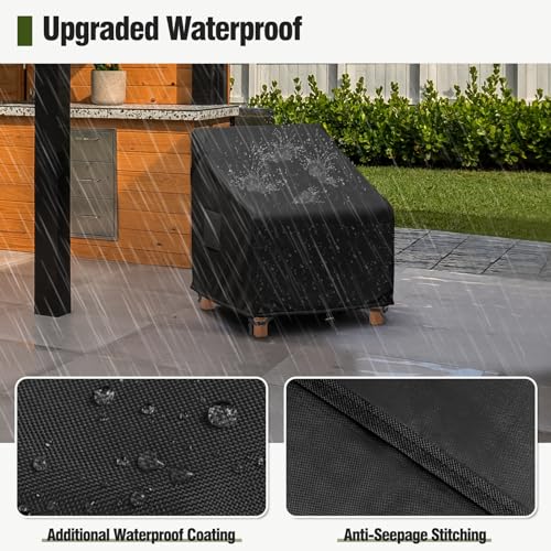 MR. COVER Outdoor Chair Covers Waterproof, Patio Furniture Covers for Rocking Chair, Heavy Duty Anti UV Chair Cover, Fits up to 35W x 37D x 36H Inches, Air Vent and Handles Included, Black, 2 Pack - Image 3