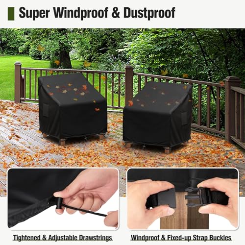 MR. COVER Outdoor Chair Covers Waterproof, Patio Furniture Covers for Rocking Chair, Heavy Duty Anti UV Chair Cover, Fits up to 35W x 37D x 36H Inches, Air Vent and Handles Included, Black, 2 Pack - Image 5