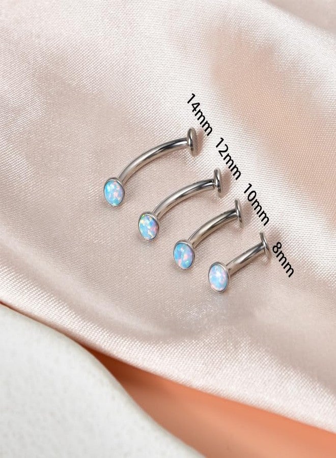 CANDYFANCY 2Pcs 14G F136 Titanium Floating Belly Button Rings for Women Flat Back CZ Belly Rings Opal Curved Navel Rings Disc Bottom Belly Piercings Jewelry hypoallergenic 10/12mm - Image 5