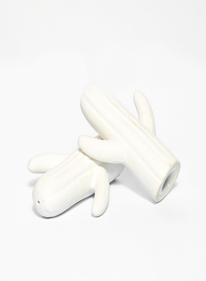 QIMACPLUS Ceramic Salt and Pepper Shaker | Cactus Shape Salt and Pepper Set of 2 PCS White - Image 2