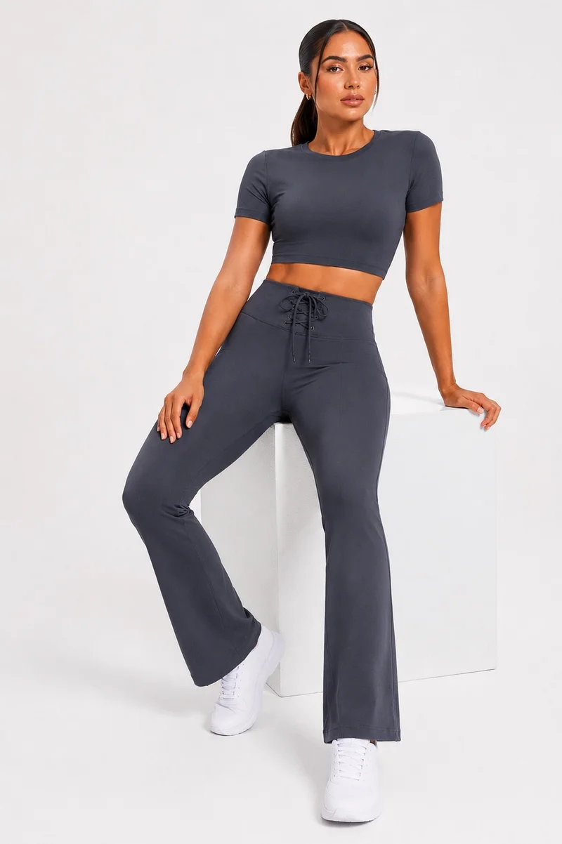 Moveletix Women's Flare Leggings Grey Luxe Soft