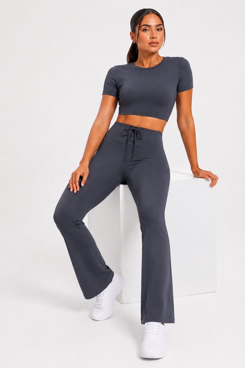 Moveletix Women's Flare Leggings Grey Luxe Soft - Image 1