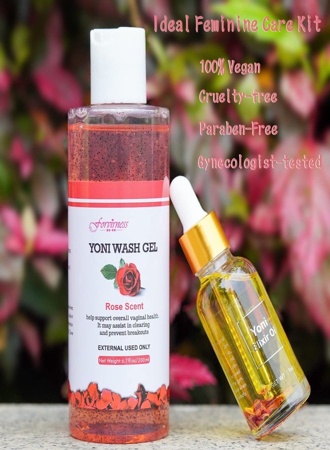forvirness Feminine Wash, Natural Yoni Oil Set, Vaginal Wash with Cleaning Factor - Yoni Wash for Women PH Balance, 1 fl.oz Feminine Oil & 6.7 fl.oz Intimate Cleanser - Image 2