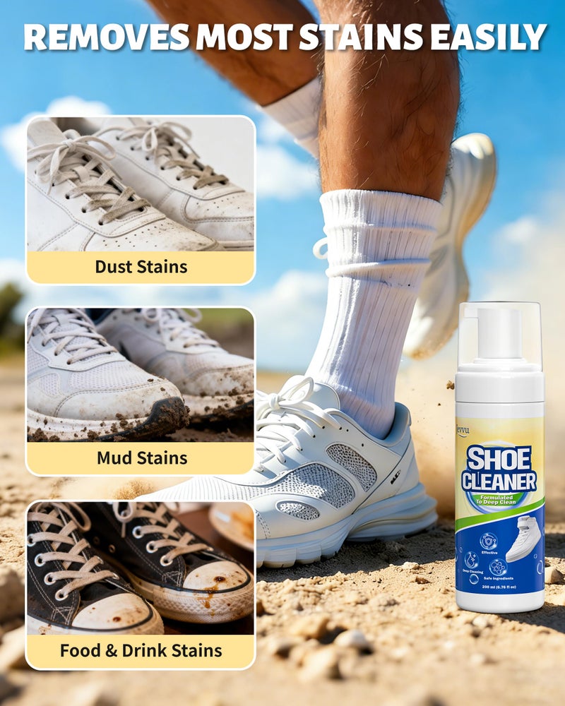Jevvu Shoe Cleaner, Sneaker Cleaner Kit with Brush and Towel, Deep Clean Shoe Cleaning Kit for White Shoes, Leather and Rubber - Image 3