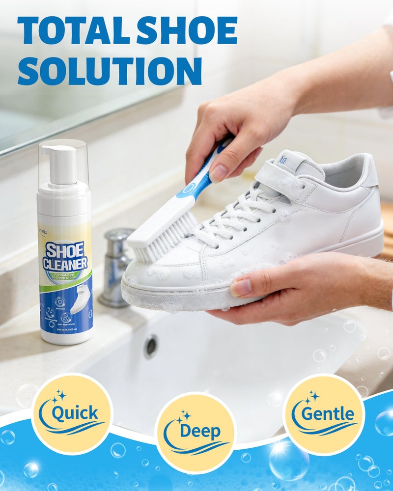 Jevvu Shoe Cleaner, Sneaker Cleaner Kit with Brush and Towel, Deep Clean Shoe Cleaning Kit for White Shoes, Leather and Rubber - Image 2