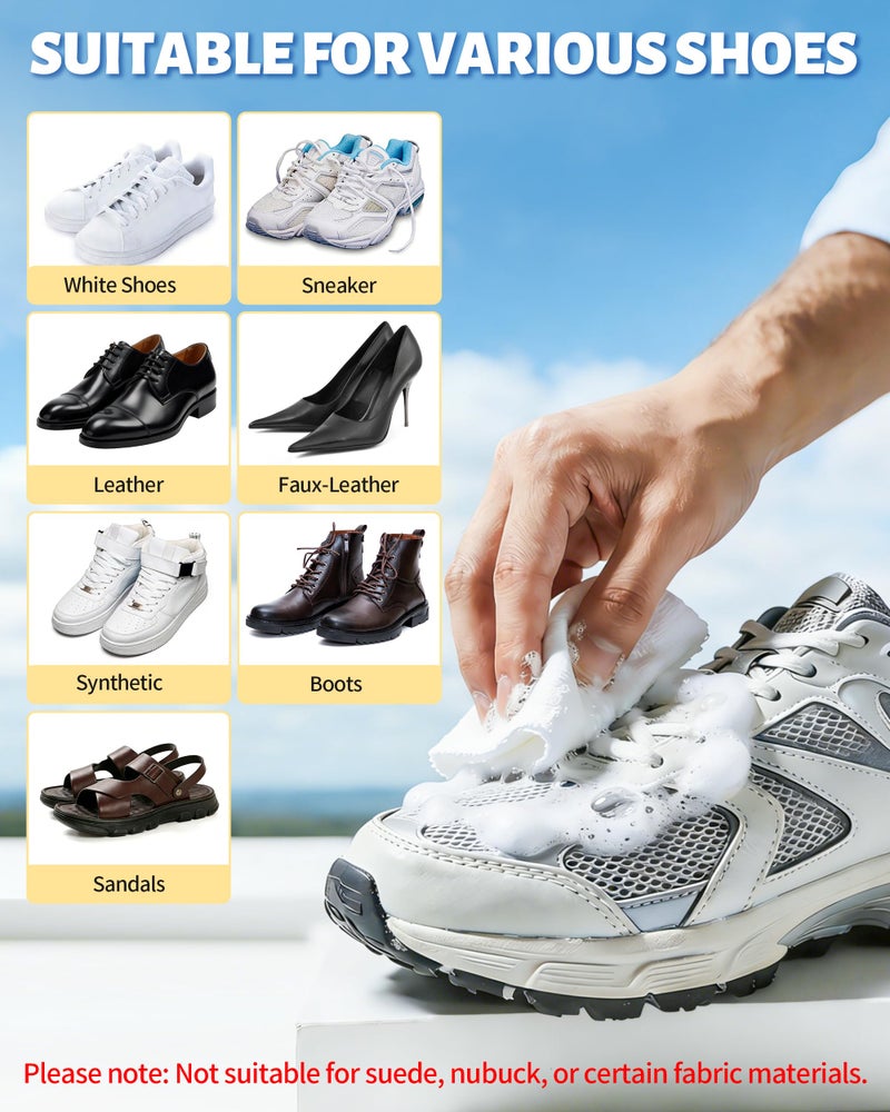 Jevvu Shoe Cleaner, Sneaker Cleaner Kit with Brush and Towel, Deep Clean Shoe Cleaning Kit for White Shoes, Leather and Rubber - Image 4