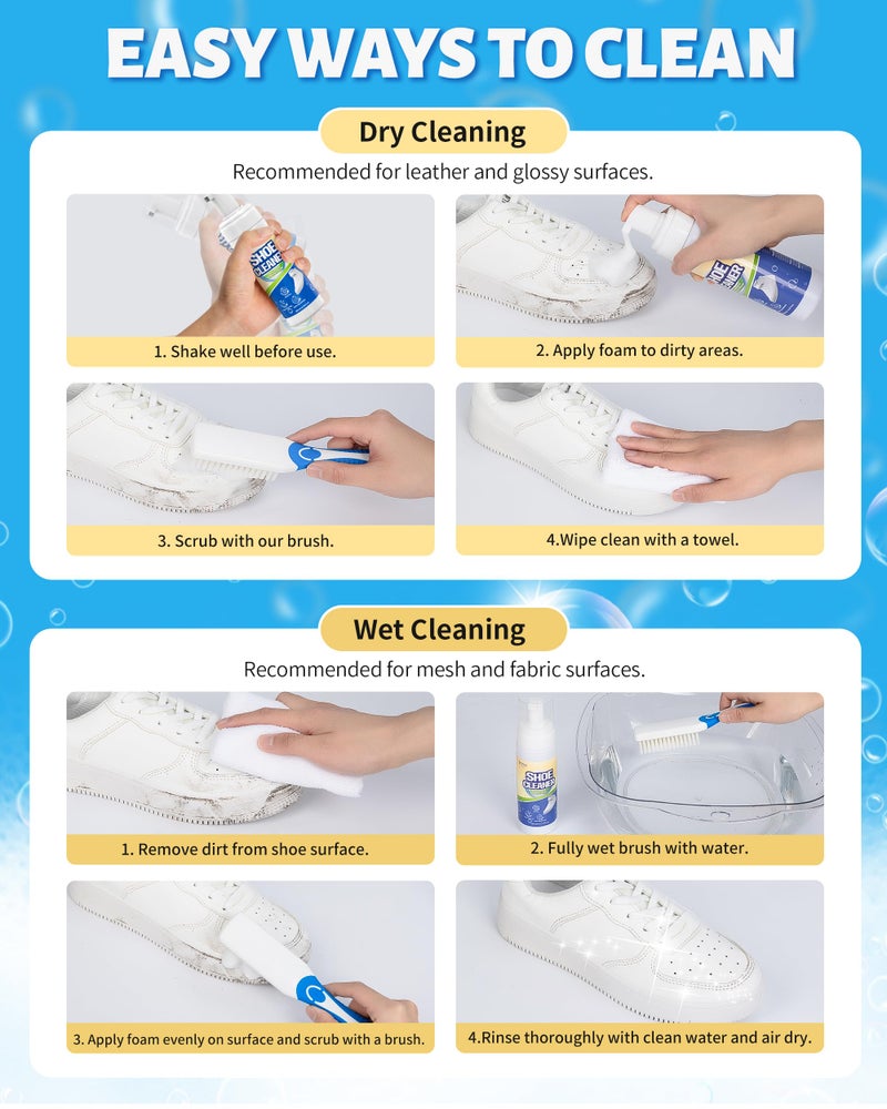 Jevvu Shoe Cleaner, Sneaker Cleaner Kit with Brush and Towel, Deep Clean Shoe Cleaning Kit for White Shoes, Leather and Rubber - Image 5