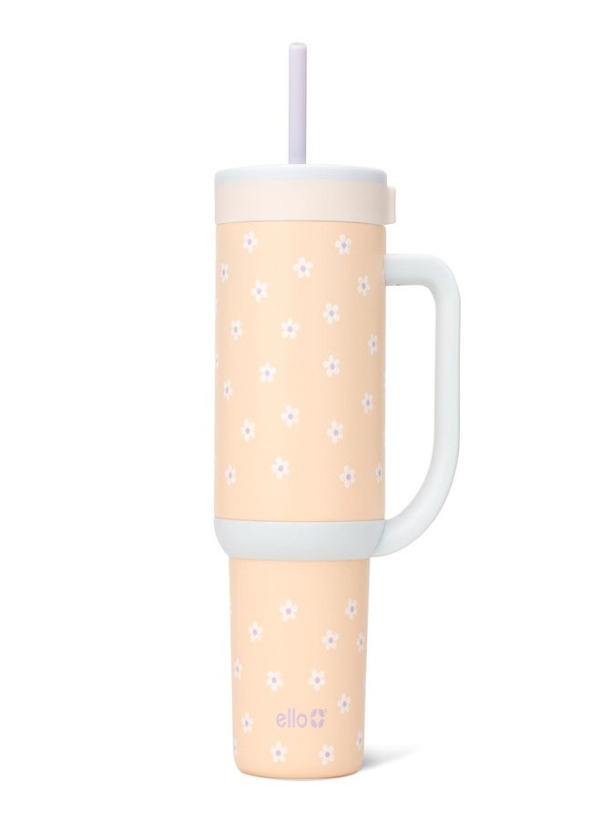 Ello Oasis 30 oz Tumbler with Handle & Retracting Straw | Reusable Insulated Stainless Steel Cup 100% Leakproof, Gifts for Teens Women Men | Keeps cold for 24 Hours, Cup Holder Friendly, Daisies - Image 1
