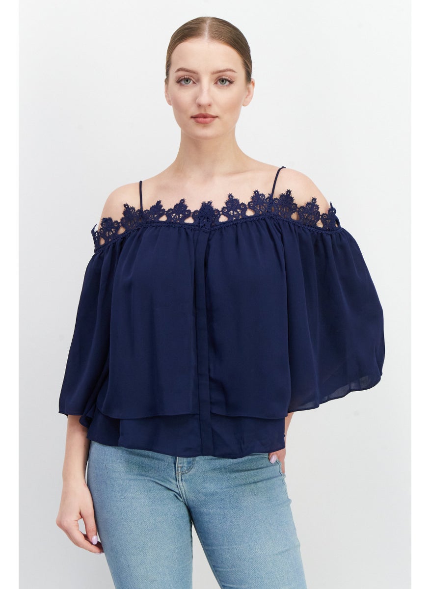 Women Square Neck Bell Sleeve Embroidered Blouse, Navy BLue - pzsku/Z25EC558C6C39642D4C8BZ/45/_/1737727648/464539f8-84db-4f20-a93c-47c6f2d2f294