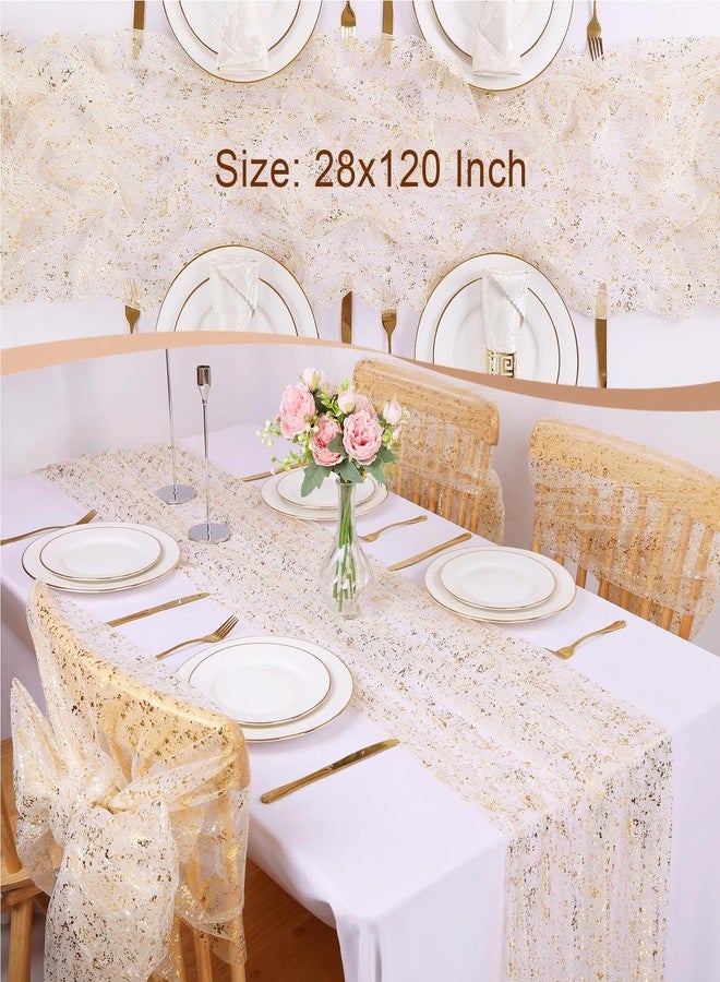 Kesfey 10 Ft Gold Table Runner 120 Inches Lightweight Reusable Cheesecloth Table Runner Suitable for Festivals Weddings Parties Sequin Table Runners Or Daily Home Gold Party Decorations. - Image 4