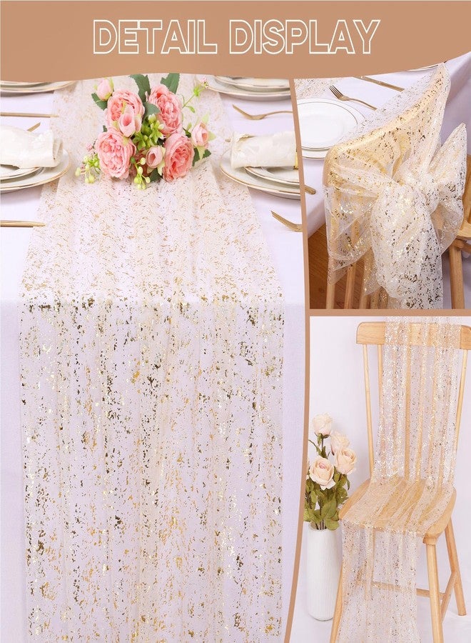 Kesfey 10 Ft Gold Table Runner 120 Inches Lightweight Reusable Cheesecloth Table Runner Suitable for Festivals Weddings Parties Sequin Table Runners Or Daily Home Gold Party Decorations. - Image 3