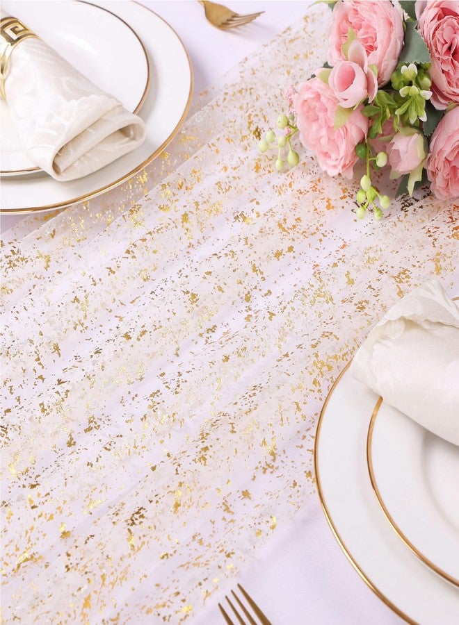 Kesfey 10 Ft Gold Table Runner 120 Inches Lightweight Reusable Cheesecloth Table Runner Suitable for Festivals Weddings Parties Sequin Table Runners Or Daily Home Gold Party Decorations. - Image 2