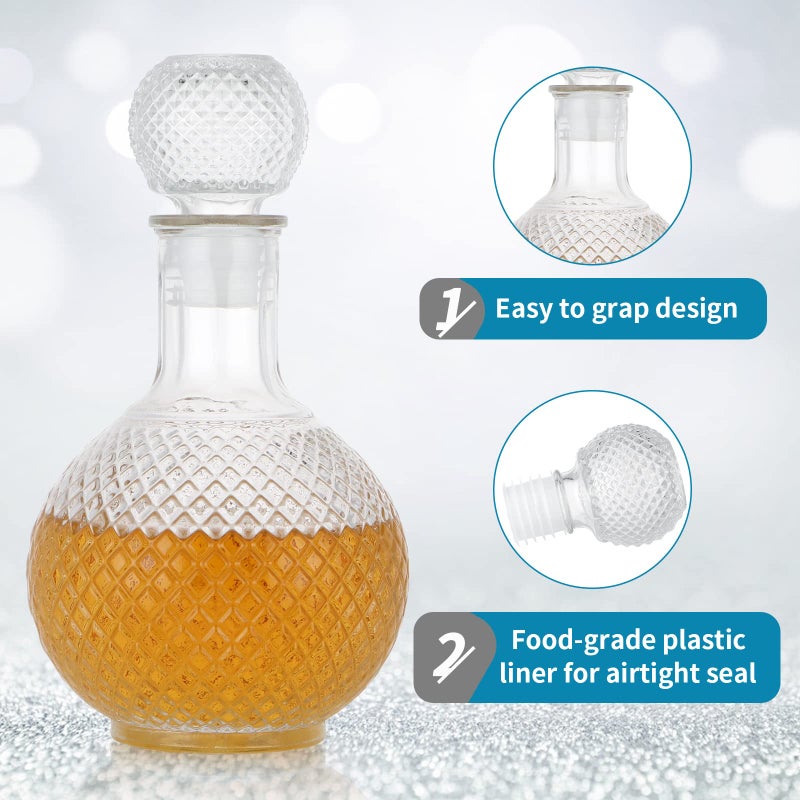 MDLUU Glass Decanter with Airtight Stopper, 1000ML/33.8OZ Liquor Decanter Bottle for Wine, Whiskey, Brandy, Vodka (Sphere) - Image 4