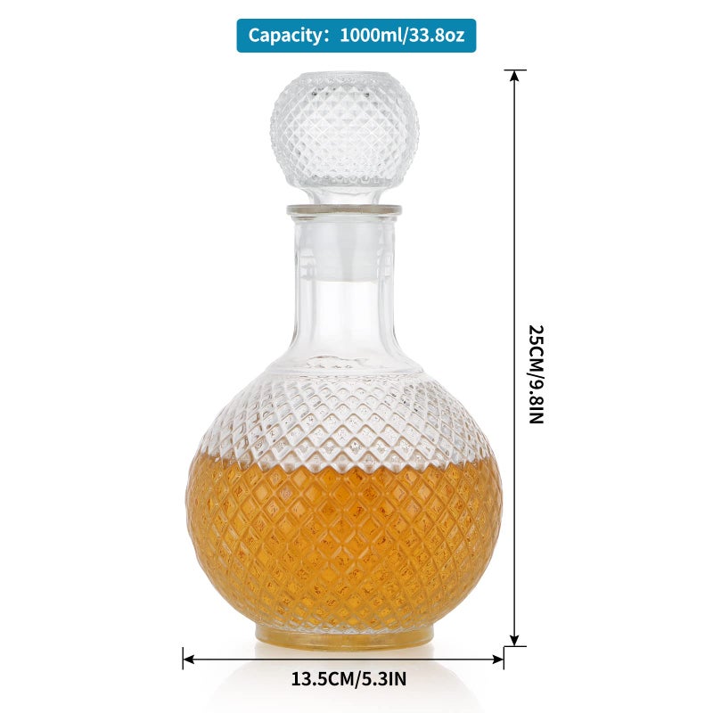 MDLUU Glass Decanter with Airtight Stopper, 1000ML/33.8OZ Liquor Decanter Bottle for Wine, Whiskey, Brandy, Vodka (Sphere) - Image 3