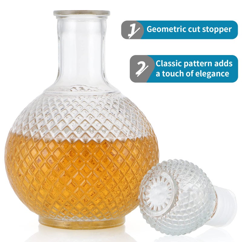 MDLUU Glass Decanter with Airtight Stopper, 1000ML/33.8OZ Liquor Decanter Bottle for Wine, Whiskey, Brandy, Vodka (Sphere) - Image 5