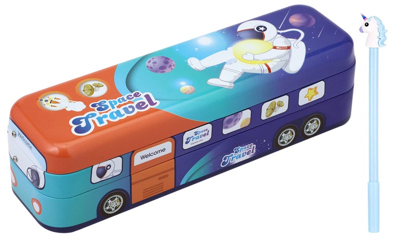 SHREE TECHNESH® Unique Bus Shape Pencil Box with Gel Pen for Kids School, Pencil Box with Pen - Image 1