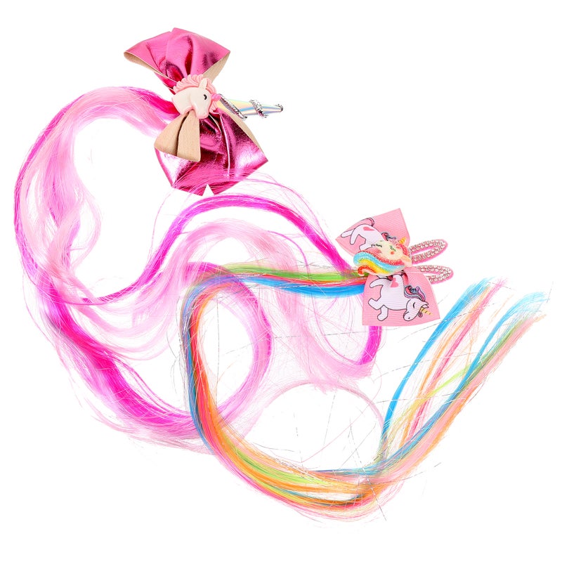 4 pcs Glittering Bowknot Hairpins Gradient Color Wig Barrette Hair Clips Hair Accessories for Kids Little Girls - Image 1