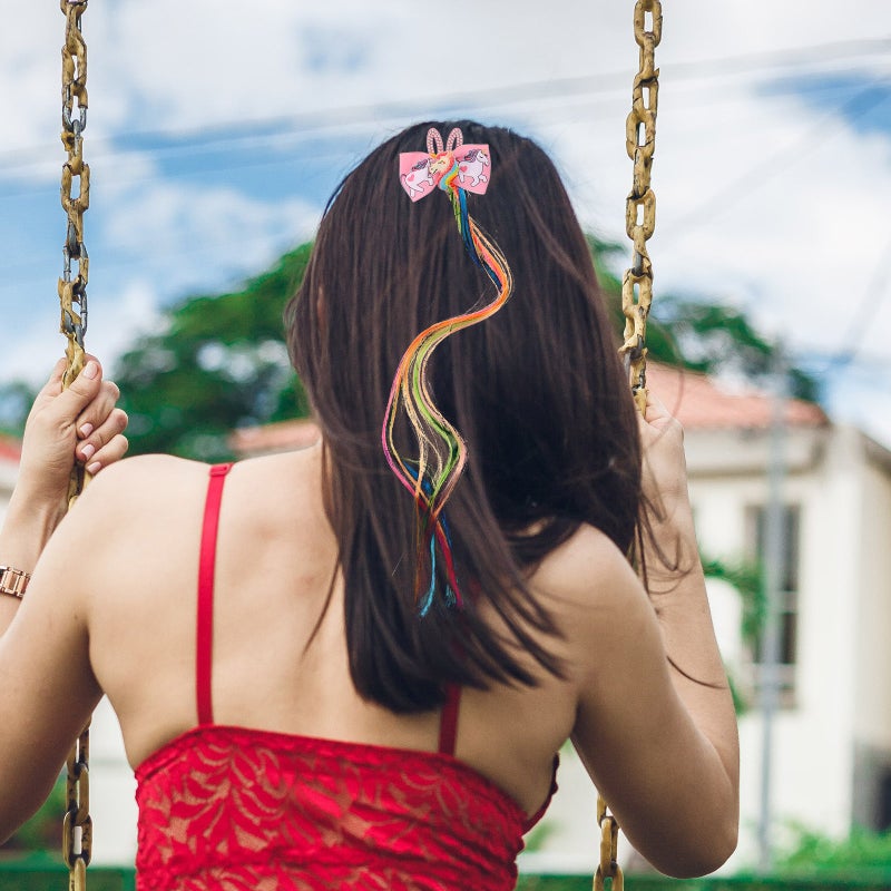 4 pcs Glittering Bowknot Hairpins Gradient Color Wig Barrette Hair Clips Hair Accessories for Kids Little Girls - Image 2