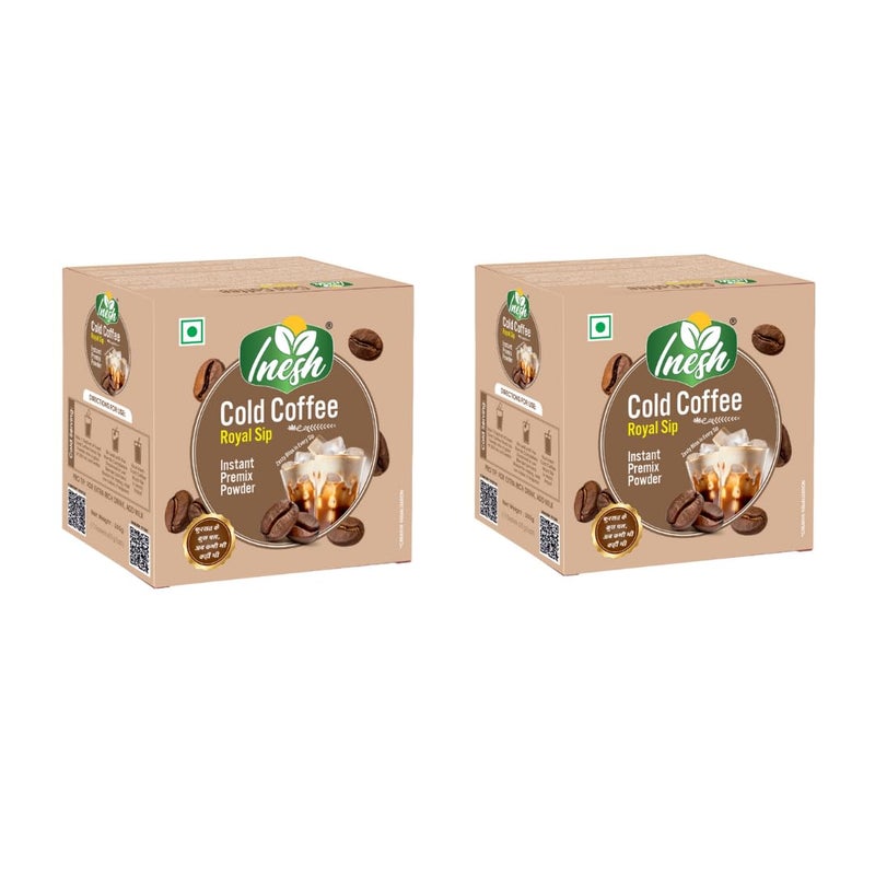 Inesh Cold Coffee Royal Sip | Instant Premix Powder | 10 Sachets x 35g set of 2 (Total 700g) - Image 1