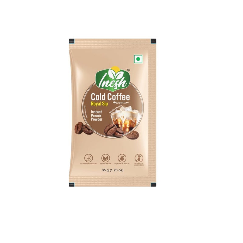 Inesh Cold Coffee Royal Sip | Instant Premix Powder | 10 Sachets x 35g set of 2 (Total 700g) - Image 3
