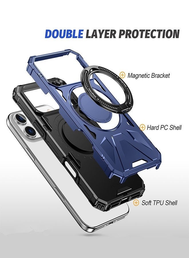 iPhone 17 Pro Case Full-coverage Phone Case Military-Grade Drop Protection iPhone 17 Pro Cover，Magnetic Mount Phone Case Dual-Layer Protection Reinforced Corners Drop-Proof Design-Blue - Image 2