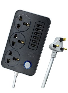 Generic Power Strips Extension Cord 3 Outlets, Power Socket with 6 USB Ports Universal Charging Socket with 2M Bold Extension Cord  - Image 1