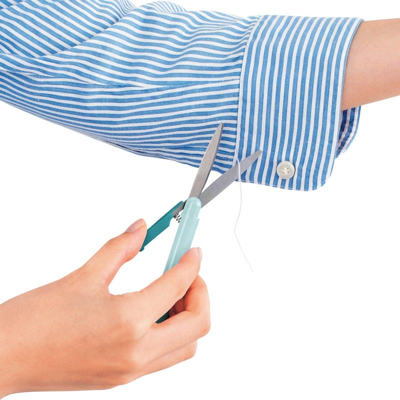 PLUS(ãƒ—ãƒ©ã‚¹) Pen Style Non-Stick Compact TSA Twiggy Scissors with Cover, Turquoise - Image 3