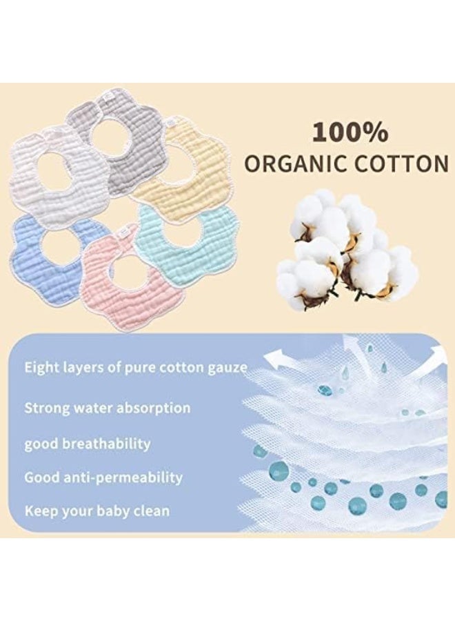 Sylqvxh Muslin Baby Bibs Drool Teething Bibs Lap-shoulder Cloths Bibs 8-Layer Organic Cotton for Unisex Boys Girls Adjustable - Image 5