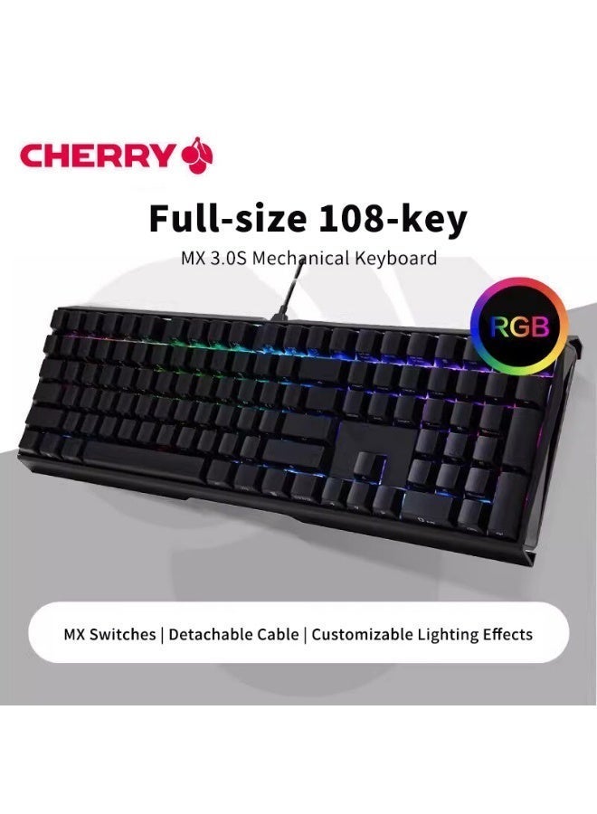 CHERRY MX3.0S Wired RGB  Mechanical Keyboard Aluminum Body  Wired 108-Key Gaming Office - Image 1