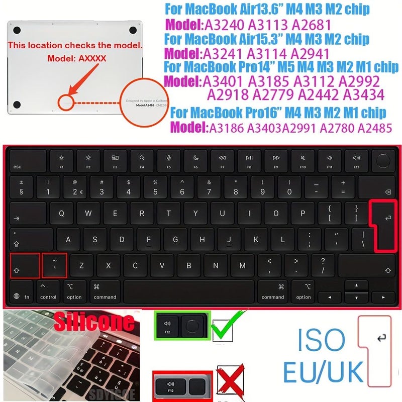 غطاء لوحة مفاتيح TPU لجهاز Pro مقاس 14 بوصة موديل 2025 الجديد مع تخطيط ANSI أمريكي - Image 5