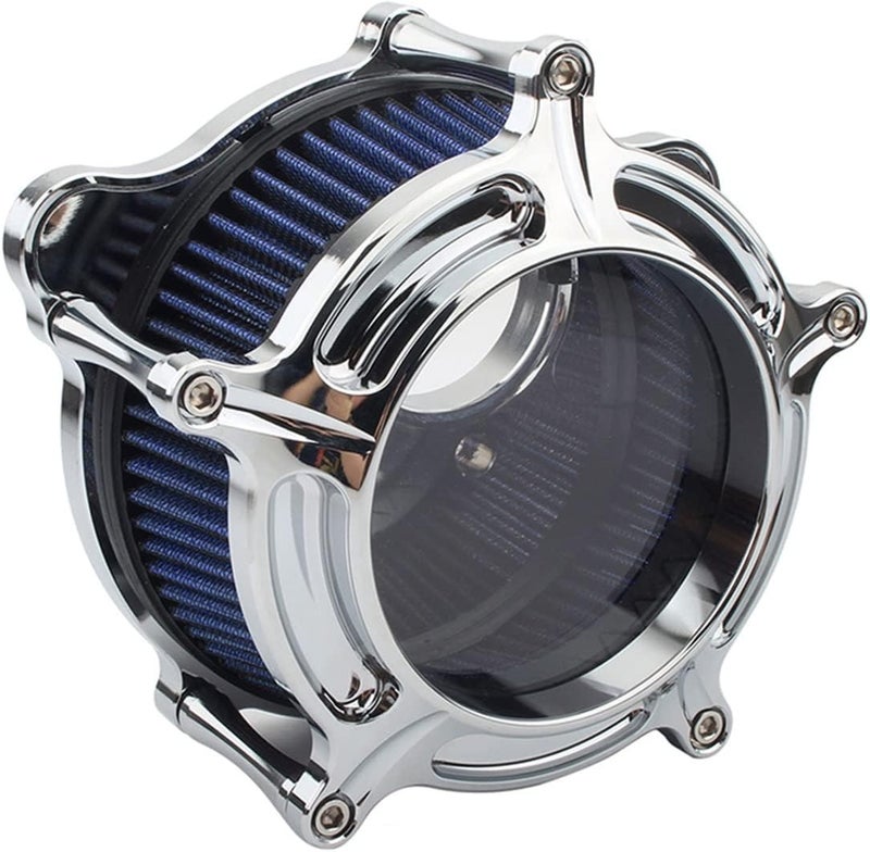 QASULER Chrome Blue Motorcycle Air Filter - Image 1