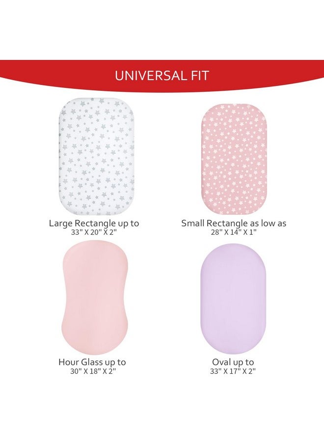 Moonsea Bassinet Sheets Set 4 Pack for Baby Girl, Universal Fit for Oval, Hourglass and Rectangular Mattress, Pink  - Image 4
