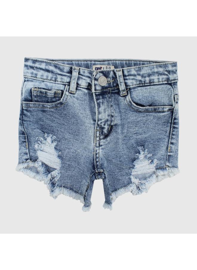 playmore Blue Ripped Jean Shorts  - Image 1
