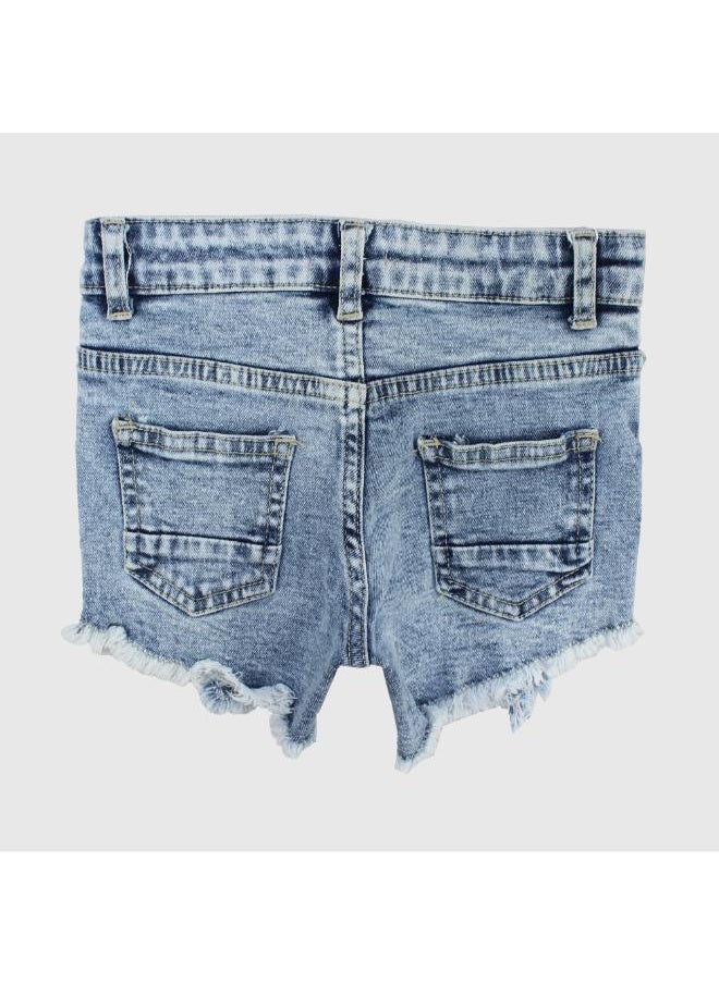 playmore Blue Ripped Jean Shorts  - Image 2