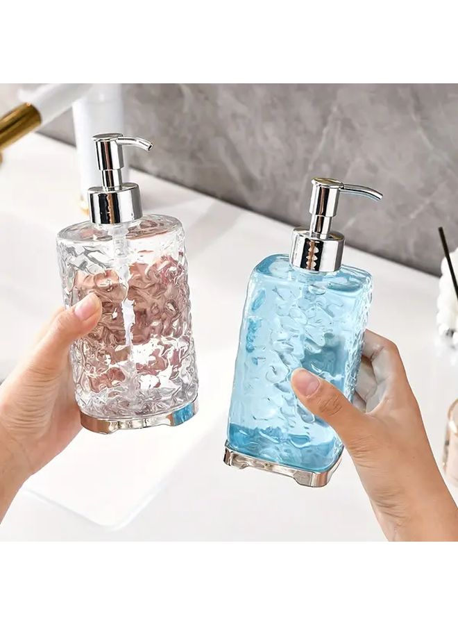 Transparent White Round Refillable Plastic Shampoo Dispenser With Pump For Hotel Home Use - Image 1