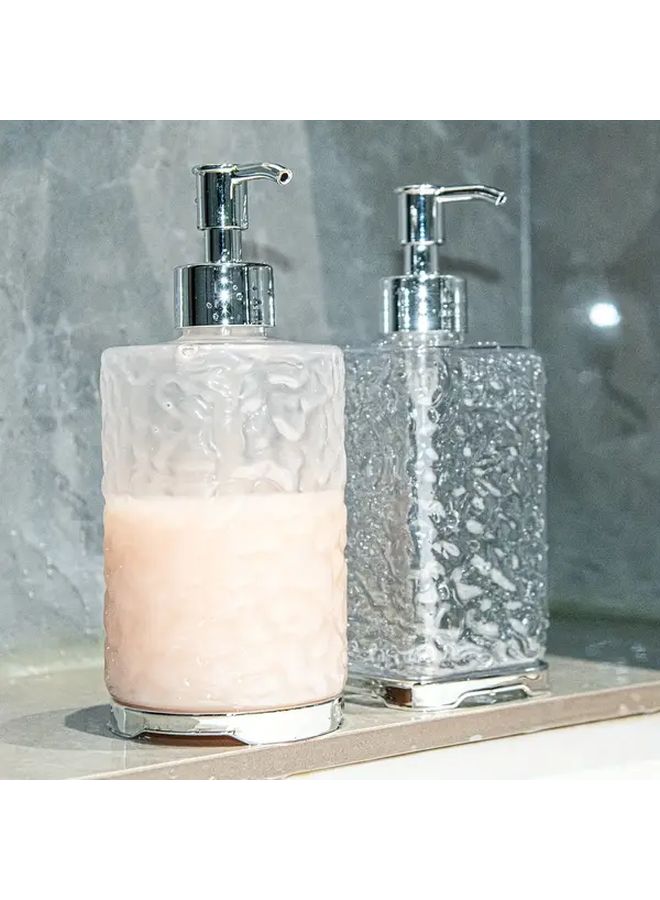 Transparent White Round Refillable Plastic Shampoo Dispenser With Pump For Hotel Home Use - Image 4