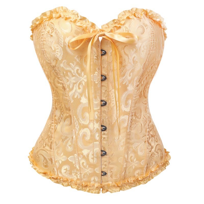 Strapless Corset Shapewear Bustier with Boning Lace-Up Back, Jacquard - Image 2