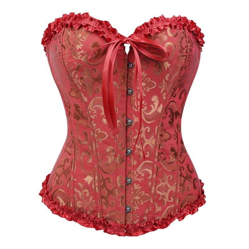 Strapless Corset Shapewear Bustier with Boning Lace-Up Back, Jacquard - Image 3