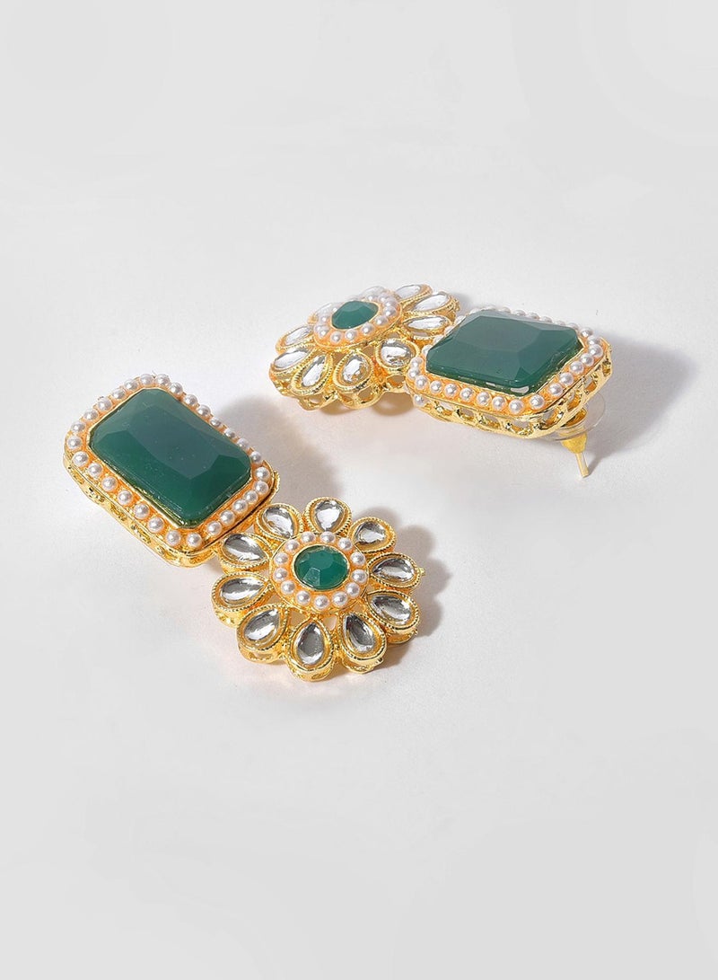 SOHI Green & White Stone Studded Artificial Jewellery Set - Image 5