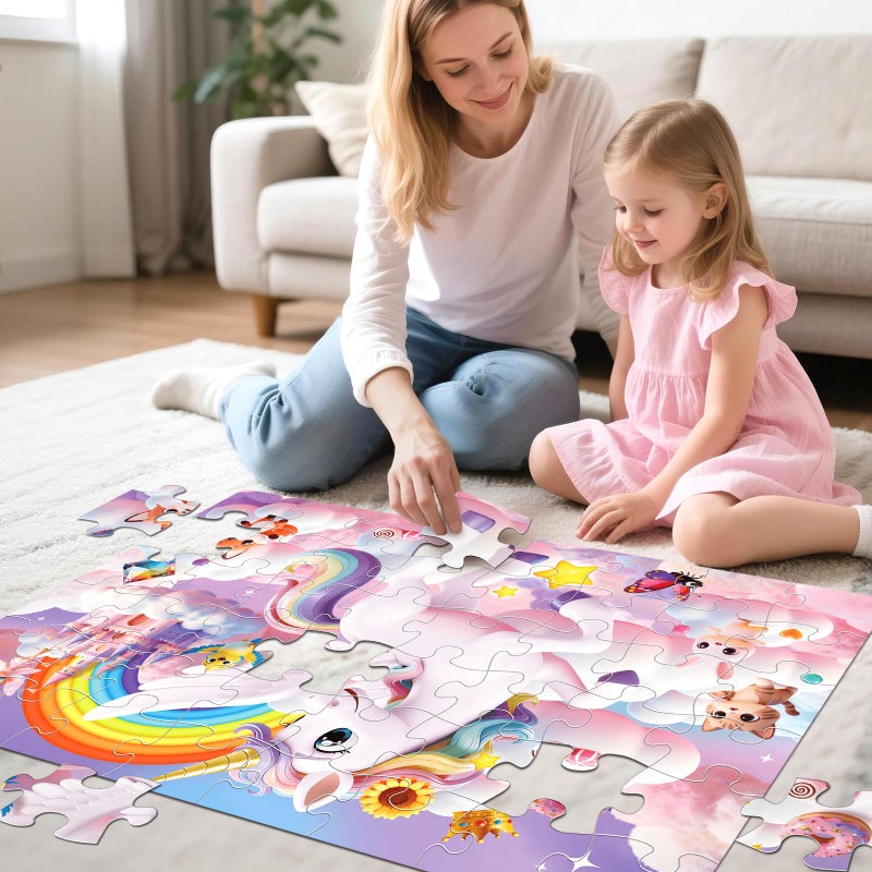 IFLOVE Jumbo Floor Puzzle for Kids,48 Piece Unicorn Large Jigsaw Puzzles,Cute Puzzle for Toddler Ages 3-5,Fun Educational Toy Easter Gift for Boys & Girls Ages 4-8 - Image 5