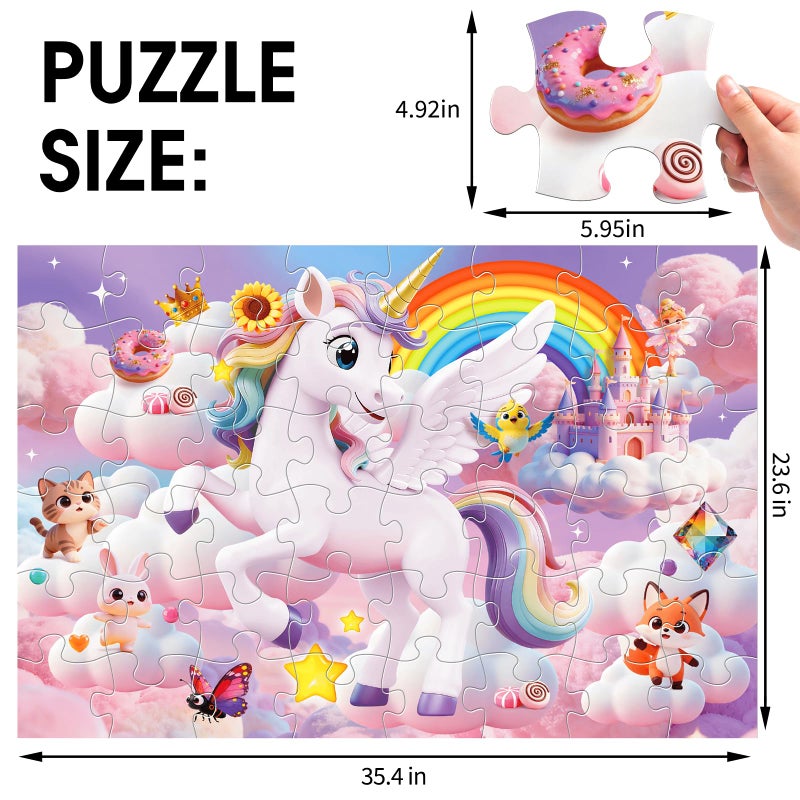 IFLOVE Jumbo Floor Puzzle for Kids,48 Piece Unicorn Large Jigsaw Puzzles,Cute Puzzle for Toddler Ages 3-5,Fun Educational Toy Easter Gift for Boys & Girls Ages 4-8 - Image 4