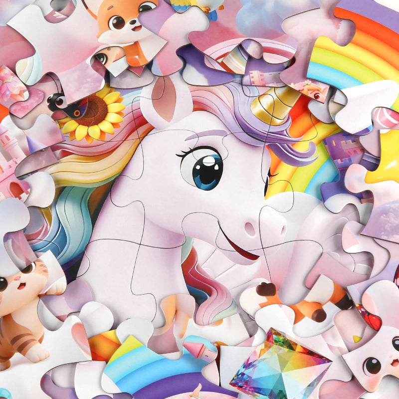 IFLOVE Jumbo Floor Puzzle for Kids,48 Piece Unicorn Large Jigsaw Puzzles,Cute Puzzle for Toddler Ages 3-5,Fun Educational Toy Easter Gift for Boys & Girls Ages 4-8 - Image 3