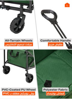 LAWAZIM Foldable Garden Cart 79x47x92cm- Supports Max 50kg - Folding Heavy Duty Utility Wagon with All-Terrain Wheels & Adjustable Handle - Ideal for Garden, Camping, Shopping & Outdoor Sports  - Image 3