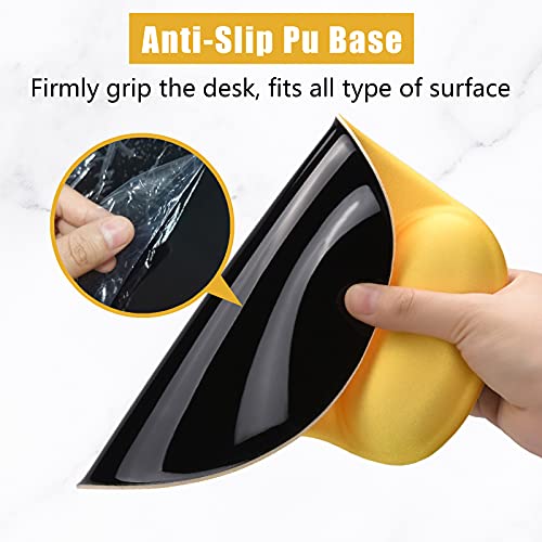 Hsurbtra Ergonomic Mouse Pad with Wrist Rest Support, Gel Mouse Pads with Non-Slip PU Base, Pain Relief Memory Foam Computer Mat, Cute Office Supplies Desk Decro Accessories, Apricot Yellow - Image 5