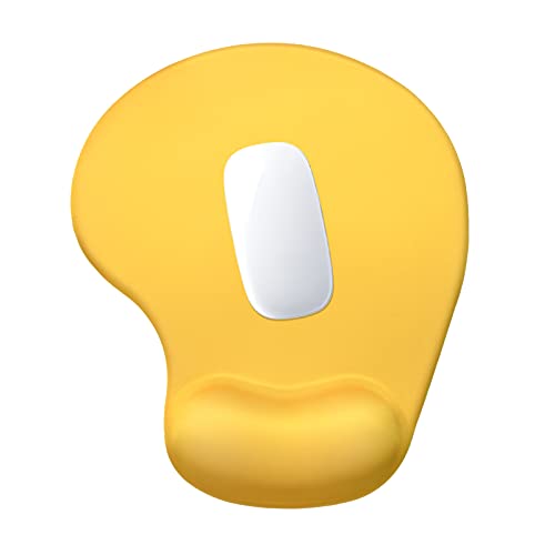 Hsurbtra Ergonomic Mouse Pad with Wrist Rest Support, Gel Mouse Pads with Non-Slip PU Base, Pain Relief Memory Foam Computer Mat, Cute Office Supplies Desk Decro Accessories, Apricot Yellow - Image 1